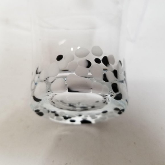 Hand Blown Rock Glass Speckled Dot Black White - Picture 3 of 7
